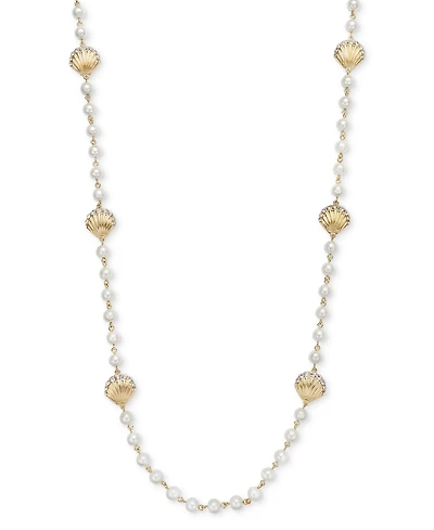 Charter Club Gold-Tone Pave Shell & Imitation Pearl Collar Necklace, 16" + 2" extender, Exclusively at Macy's