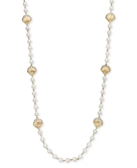 Charter Club Gold-Tone Pave Shell & Imitation Pearl Collar Necklace, 16" + 2" extender, Exclusively at Macy's
