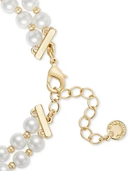 Charter Club Gold-Tone Pave & Imitation Pearl Double Strand Pendant Necklace, 16" + 2" extender, Exclusively at Macy's