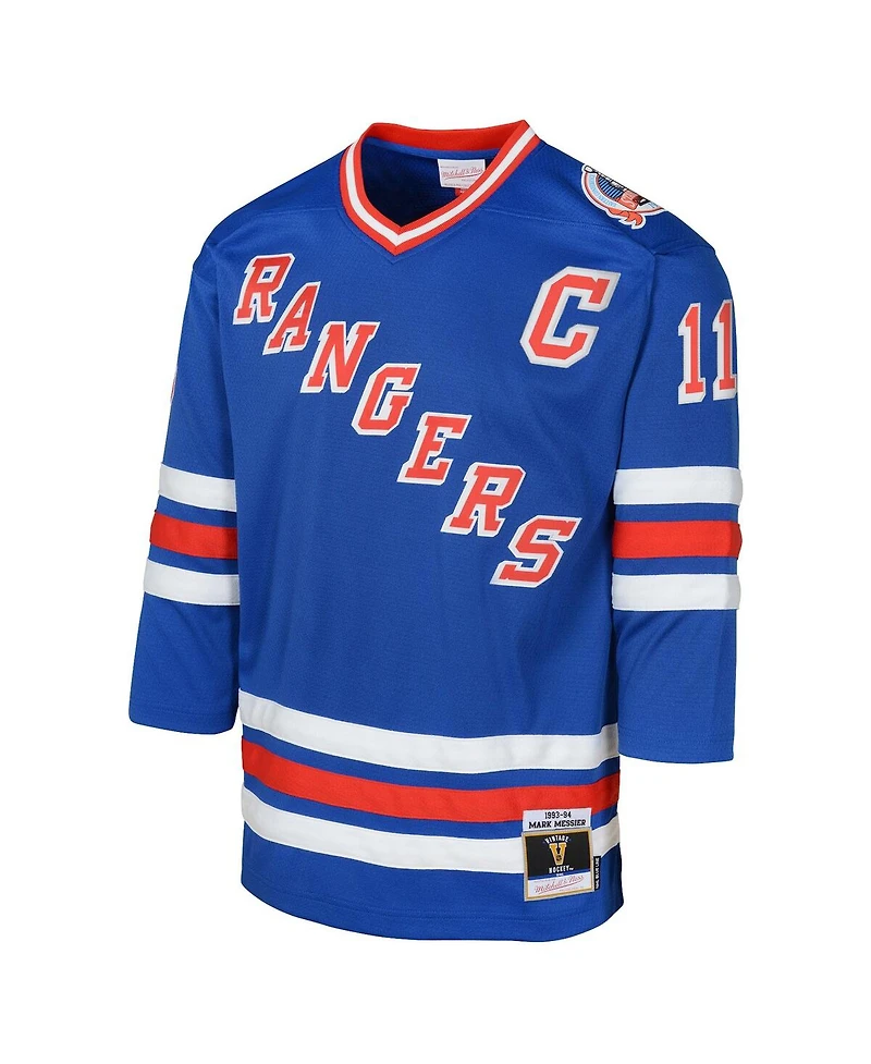 Outerstuff Big Boys and Girls Mark Messier Royal New York Rangers Power Play 2.0 Player with Captain Patch Jersey