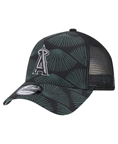 New Era Men's Black Los Angeles Angels 9FORTY A-Frame Trucker Adjustable Hat