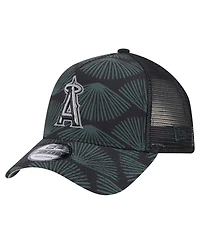 New Era Men's Black Los Angeles Angels 9FORTY A-Frame Trucker Adjustable Hat