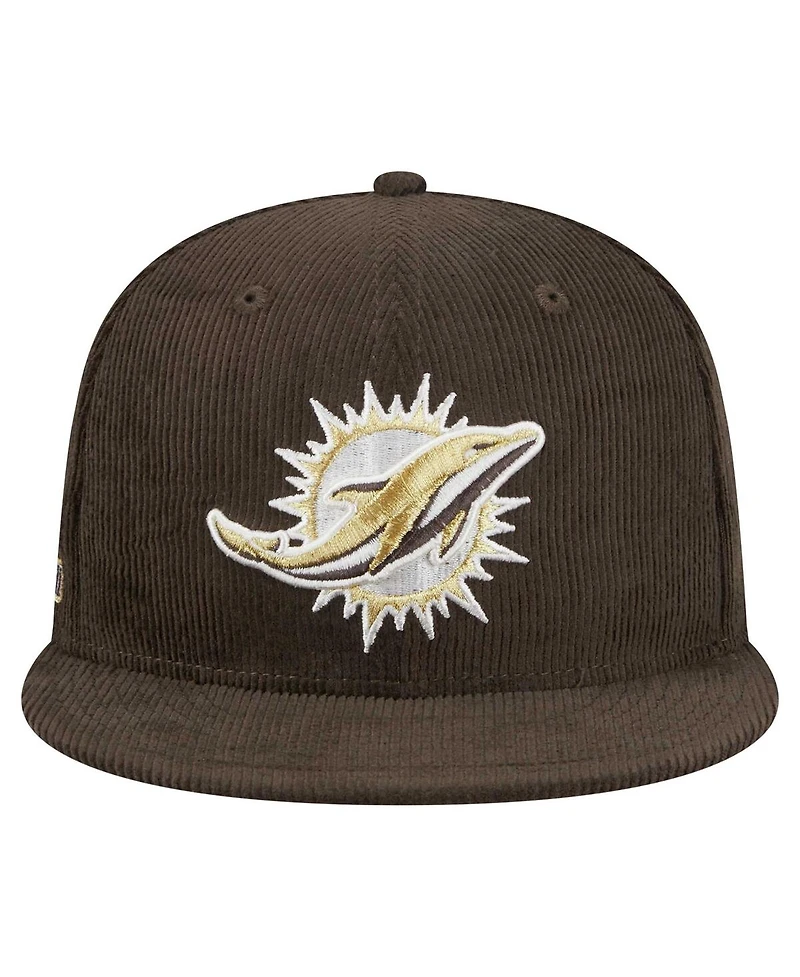 New Era Men's Brown Miami Dolphins Choco Cord 59FIFTY Fitted Hat