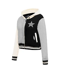 Pro Standard Women's Gray Dallas Cowboys Reverse French Terry Color Block Full-Zip Hoodie