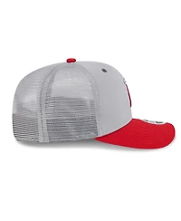 New Era Men's Gray/Red Los Angeles Angels 2025 Batting Practice 9SEVENTY Stretch-Snap Trucker Hat