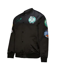 Mitchell & Ness Men's Black Boston Celtics Hardwood Classics Blackout Collection Satin Full-Zip Jacket