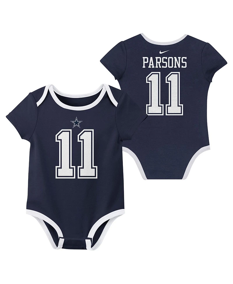Nike Baby Boys and Girls Micah Parsons Dallas Cowboys Name Number Bodysuit 3-pack