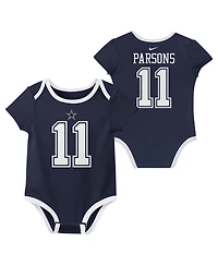 Nike Baby Boys and Girls Micah Parsons Dallas Cowboys Name Number Bodysuit 3-pack