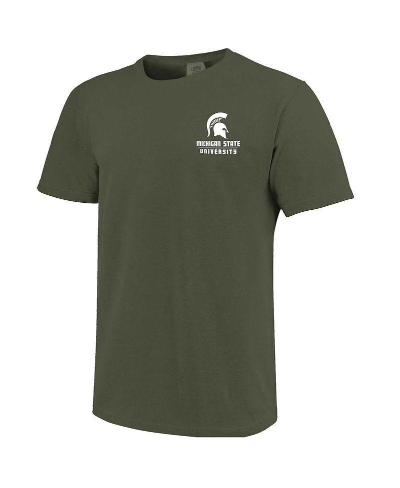 Image One Men's Green Michigan State Spartans Striped Campus Skyline T-Shirt