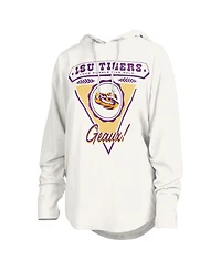 Pressbox Women's White Lsu Tigers San Bruno Hoodie Long Sleeve T-Shirt