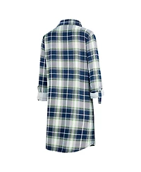 Concepts Sport Women's College Navy Seattle Seahawks Ashford Plaid Knit Nightshirt