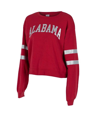 ZooZatz Women's Crimson Alabama Tide Glitter Pullover Sweatshirt