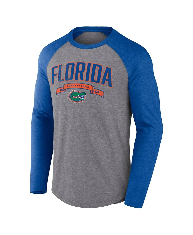 Fanatics Men's Gray Florida Gators Heritage Banner Year Tri-Blend Raglan Long Sleeve T-Shirt