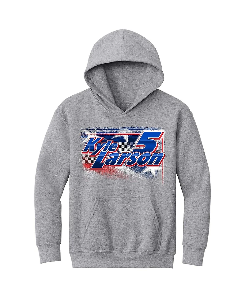 Hendrick Motorsports Team Collection Big Boys and Girls Heather Gray Kyle Larson Pullover Hoodie