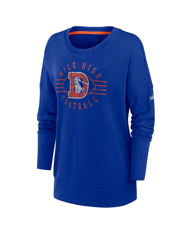 Nike Women's Royal Denver Broncos Rewind Playback Icon Performance Pullover Sweatshirt