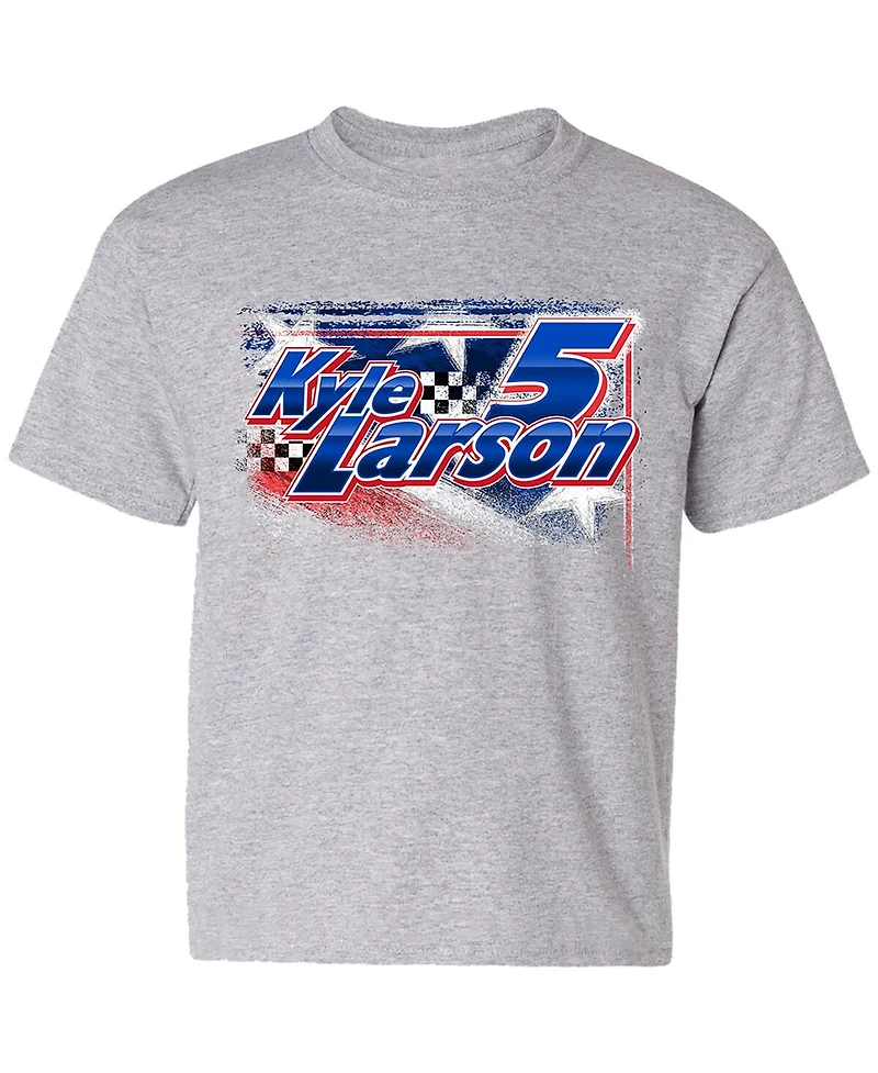 Hendrick Motorsports Team Collection Big Boys and Girls Heather Gray Kyle Larson T-Shirt