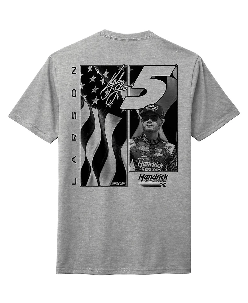 Hendrick Motorsports Team Collection Men's Heather Gray Kyle Larson Flag Tri-Blend T-Shirt