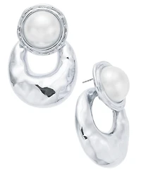 I.n.c. International Concepts Rhodium-Plated Imitation Pearl Sculptural Drop Earrings, Exclusively at Macy's