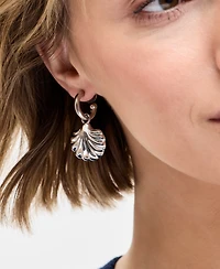 On 34th Silver-Tone Shell Charm Hoop Earrings, Exclusively at Macy's