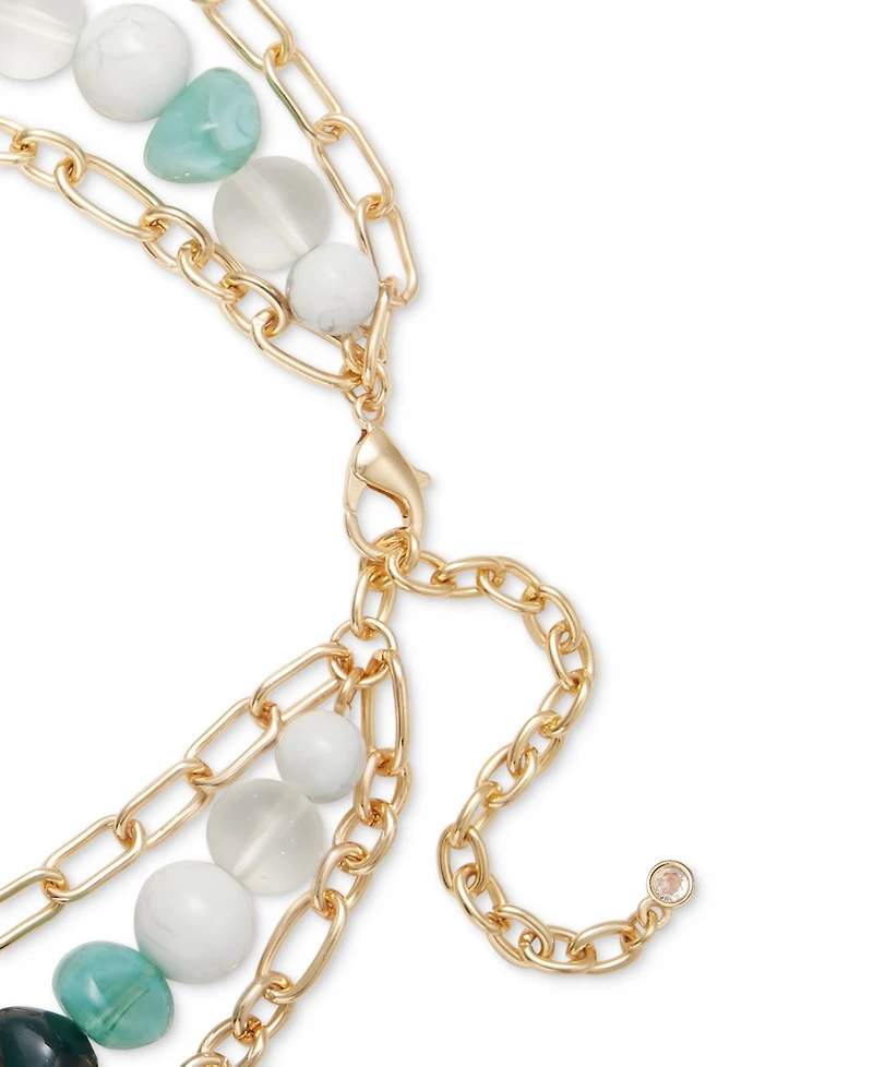 On 34th Gold-Tone Mixed Stone & Bead Shell Layered Pendant Necklace, 16" + 3" extender, Exclusively at Macy's