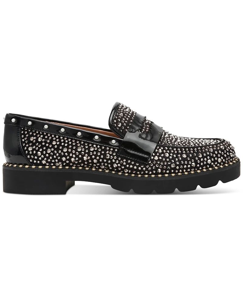Betsey Johnson Lydiaa Rhinestone Tailored Loafer Flats