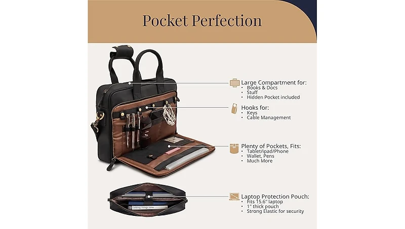 Luxorro Slim Leather Briefcase - Sleek & Elegant Perfect for Daily Usage