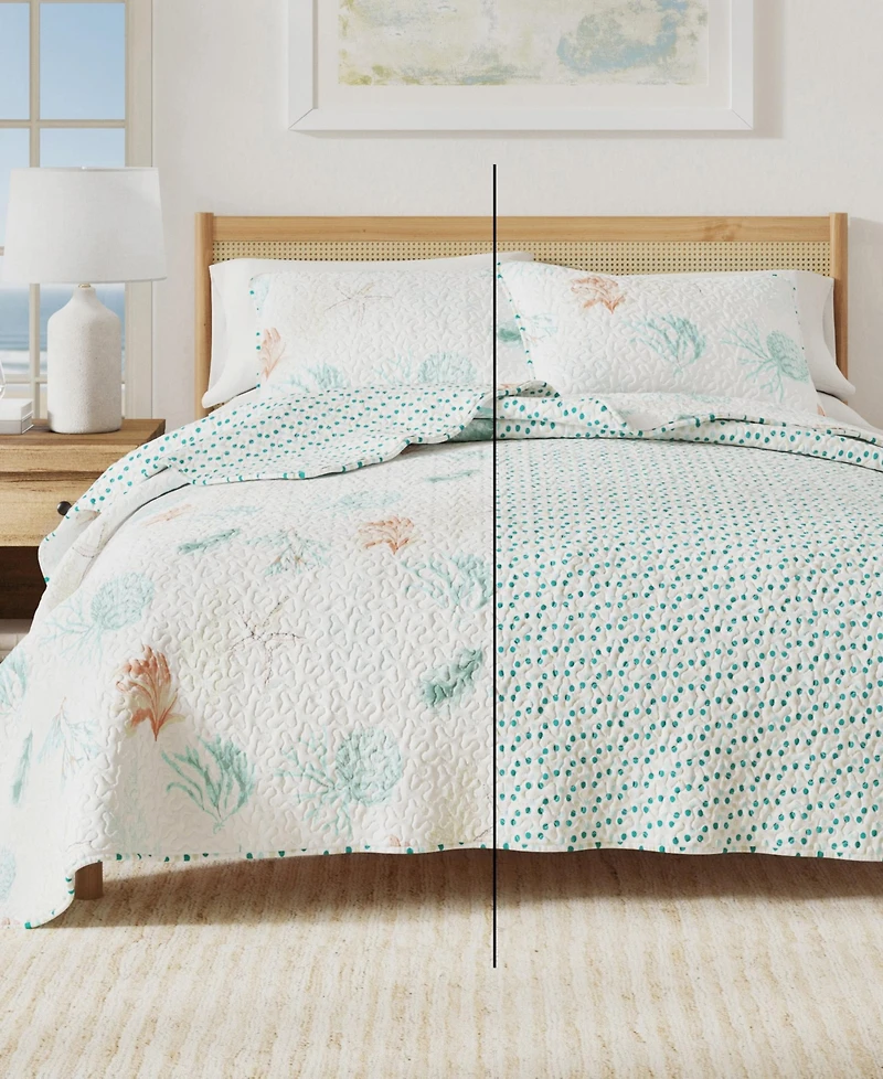 Linery & Co. Seashells & Stripes Microfiber Quilt Set With Shams