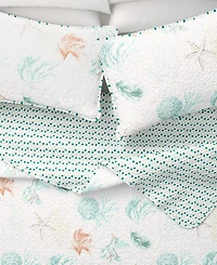 Linery & Co. Seashells & Stripes Microfiber Quilt Set With Shams