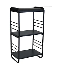 Indoor/Outdoor Iron and Steel Modern Rounded Edge Fire Pit or Fireplace Firewood Log Rack Storage -36" - Black