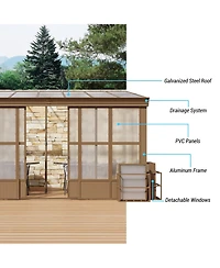 Mondawe 10x14FT Wall Mounted Solarium with Sloping Polycarbonate Roof