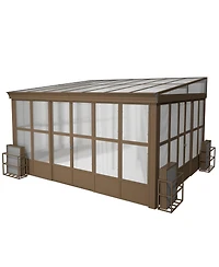 Mondawe 12x14FT Wall Mounted Solarium with Sloping Polycarbonate Roof