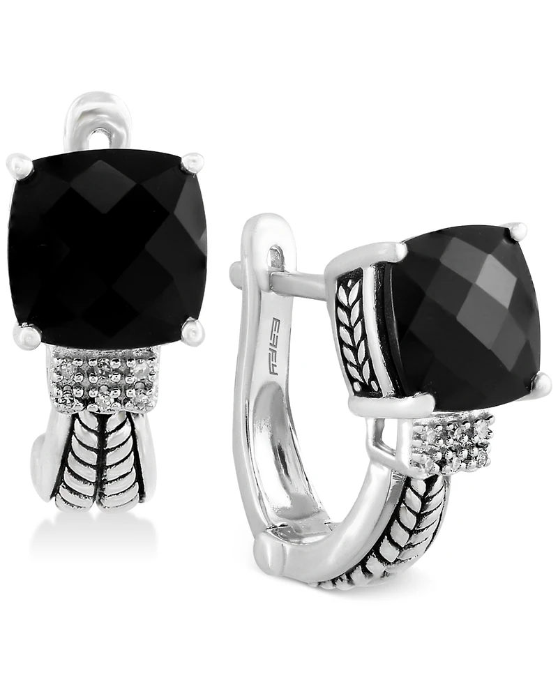 Effy Black Onyx (3-1/2 ct. t.w.) and Diamond Accent Earrings in Sterling Silver