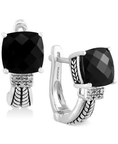 Effy Black Onyx (3-1/2 ct. t.w.) and Diamond Accent Earrings in Sterling Silver