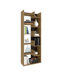Hoodsport Bookcase, 11 Shelves, Natural Oak / Black Wengue