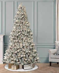 Puleo 6.5FT Pre-Lit Flocked Vancouver Pine Artificial Christmas Tree