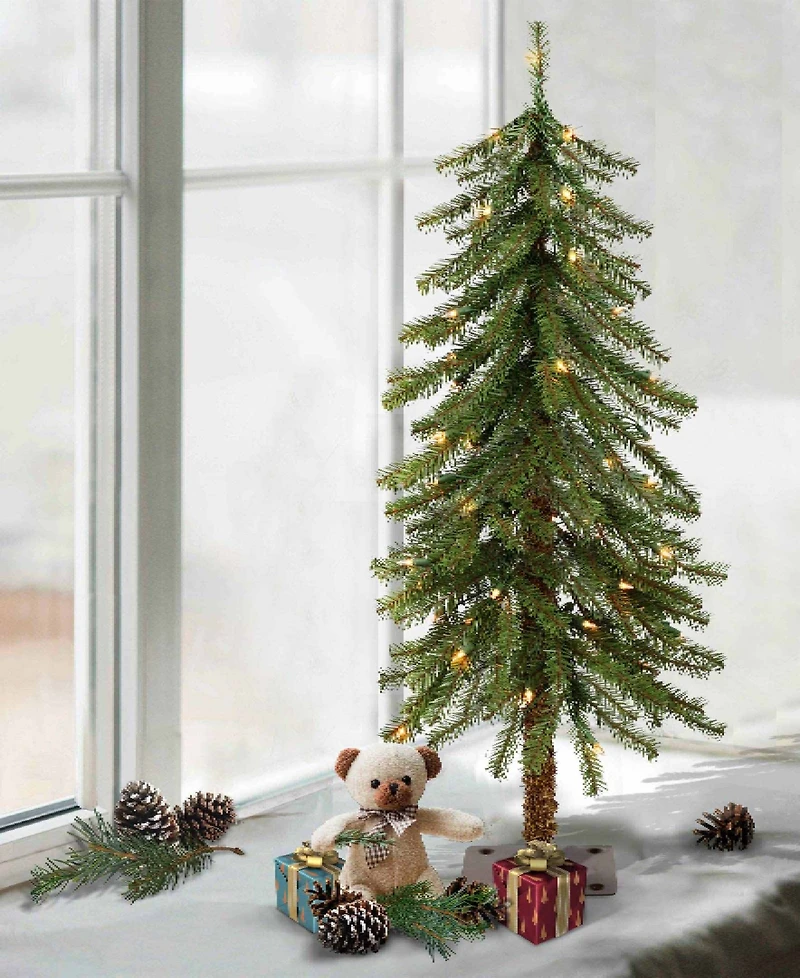Puleo Pre-Lit Alpine Artificial Christmas Tree with 50 Lights, 3'