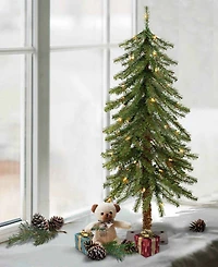 Puleo Pre-Lit Alpine Artificial Christmas Tree with 50 Lights, 3'