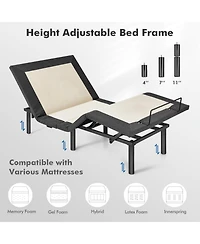 Twin Size Adjustable Bed Base Electric Bed Frame with Massage Modes