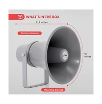Pyle PHSP101T 9.7" Indoor/Outdoor 20 Watt Pa Horn Speaker with 70V Transformer, Grey