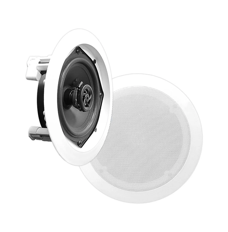 Pyle PDIC61RD 6.5" In-Wall/In-Ceiling 2-Way Stereo Speakers - Flush Mount, White, Pair