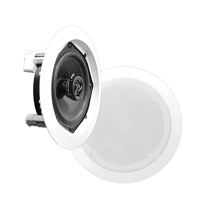 Pyle PDIC61RD 6.5" In-Wall/In-Ceiling 2-Way Stereo Speakers - Flush Mount, White, Pair