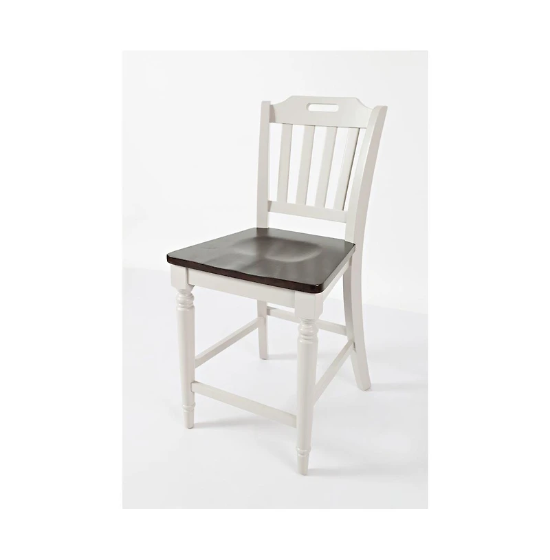 Orchard Park Farmhouse Solid Rubberwood Slatback Counter Height Stool (Set of 2)