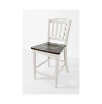 Orchard Park Farmhouse Solid Rubberwood Slatback Counter Height Stool (Set of 2)