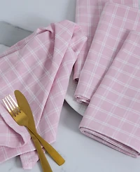 Design Imports Lilac Windowpane Plaid Cotton Napkins, Set of 4