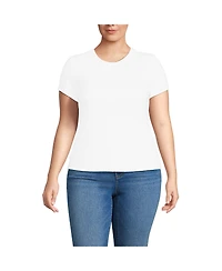 Lands' End Plus Drapey Rib Fitted Short Sleeve Mini T-Shirt