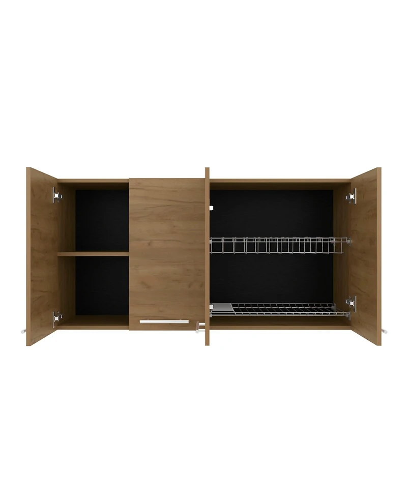 Oceana 120 Wall Cabinet, Four Doors, Two Cabinets, Two Shelves, Natural Oak