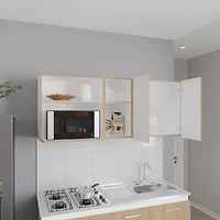 Sidman Wall Cabinet, 2 Doors, 4 Shelves, White / Natural Oak