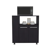 Bremerton Kitchen Cart, 2 Doors, 3 Shelves, 4 Wheels, White