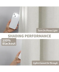 100% Blackout Linen Blend Texture Grommet Curtain Pair(2 Panels