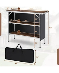 Folding Camping Table with 2-Tier Open Shelves for Outdoor Bbq